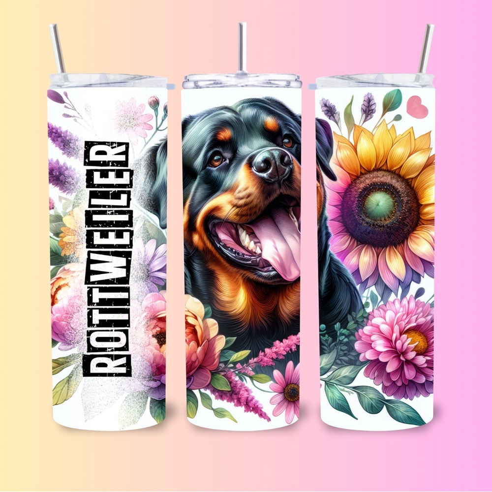 Rottweiler Floral Tumbler